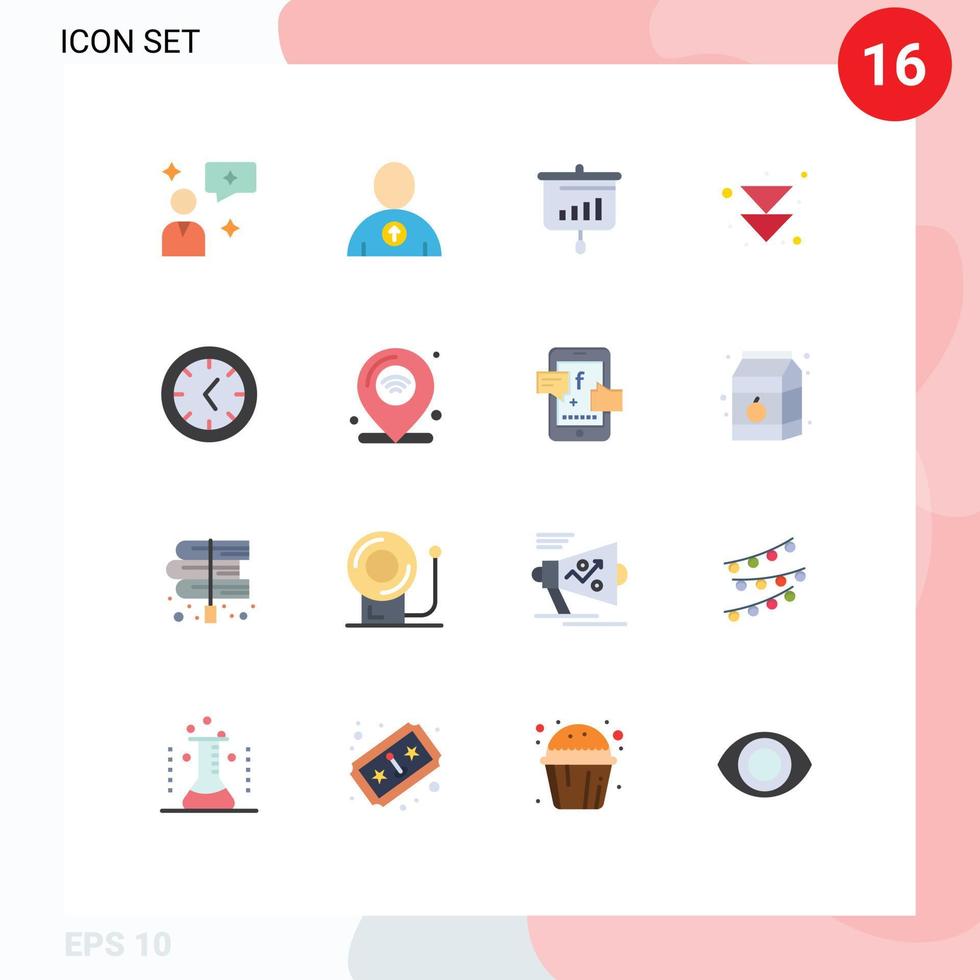 16 Flat Color concept for Websites Mobile and Apps internet clock sales tools forward Editable Pack of Creative Vector Design Elements