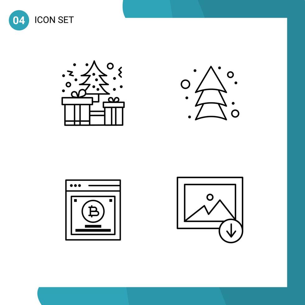 User Interface Pack of 4 Basic Filledline Flat Colors of tree comparing present up split testing Editable Vector Design Elements