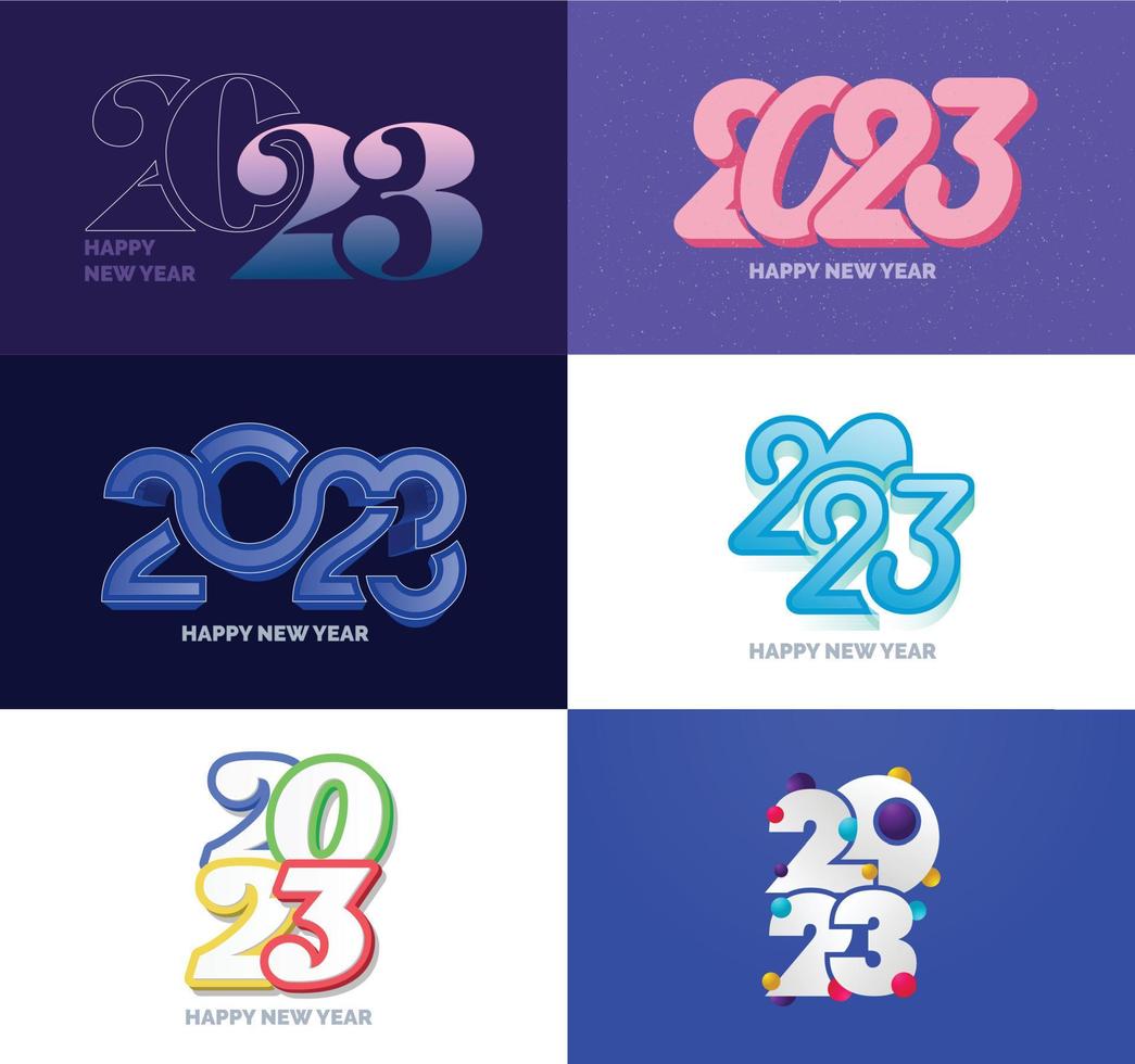 Big Set of 2023 Happy New Year logo text design 2023 number design template vector