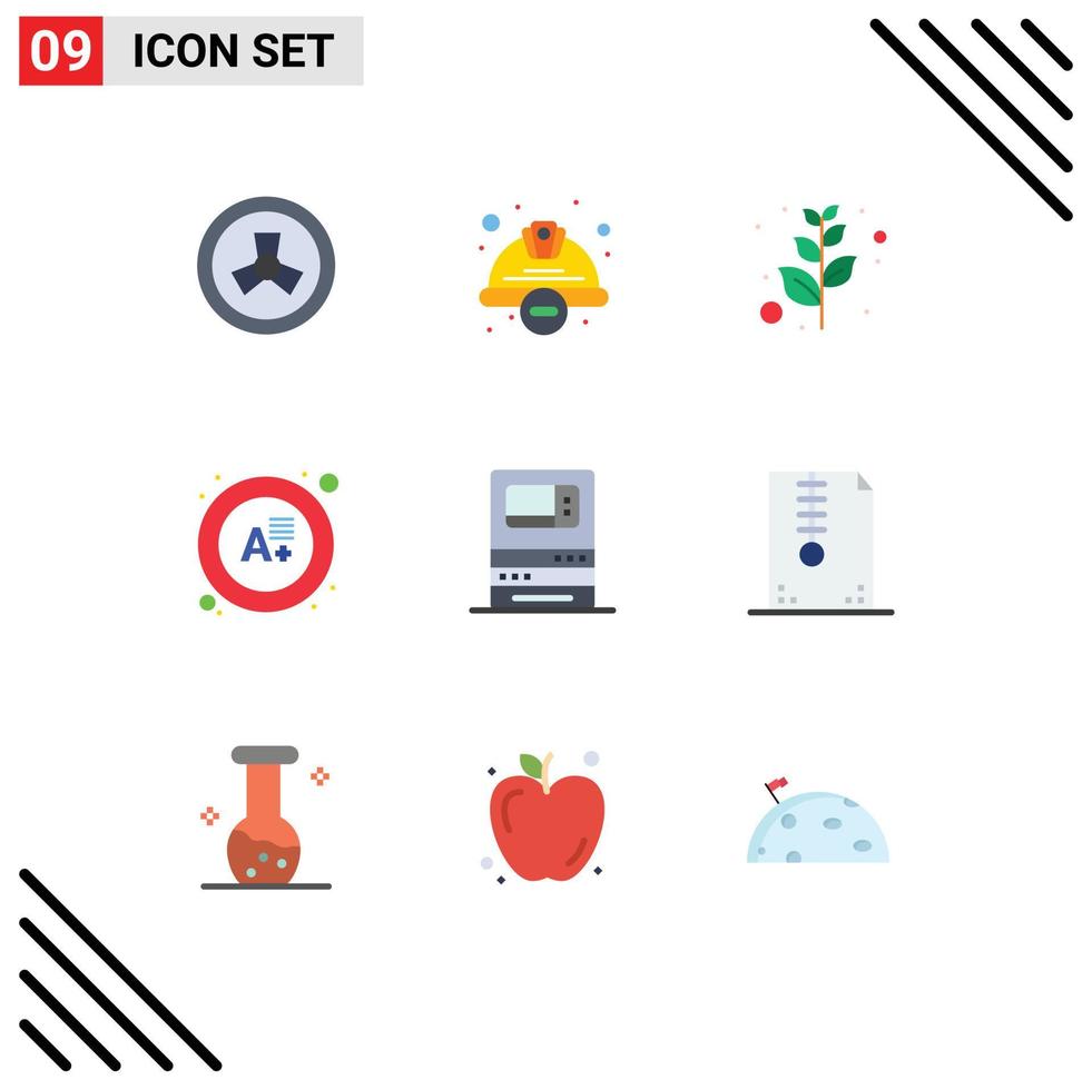 Set of 9 Modern UI Icons Symbols Signs for money bank branch atm grade Editable Vector Design Elements
