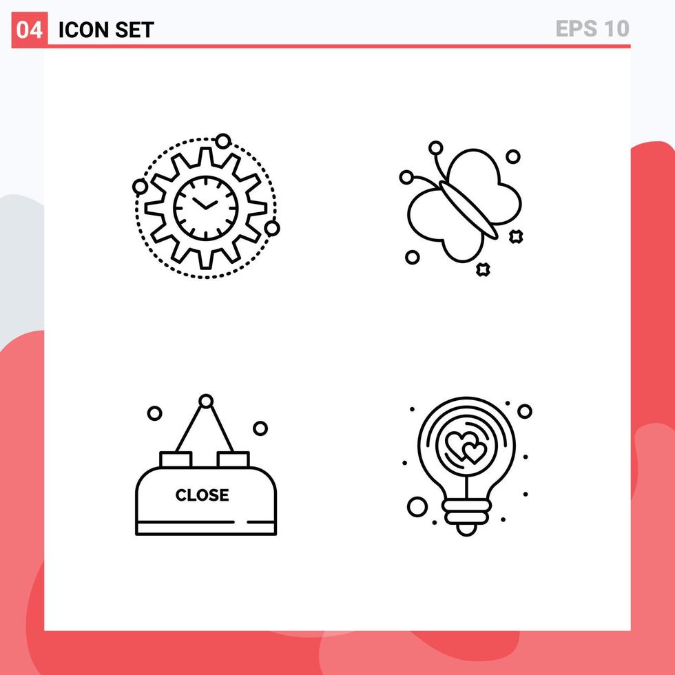 Modern Set of 4 Filledline Flat Colors Pictograph of efficiency drink productivity fly meal Editable Vector Design Elements