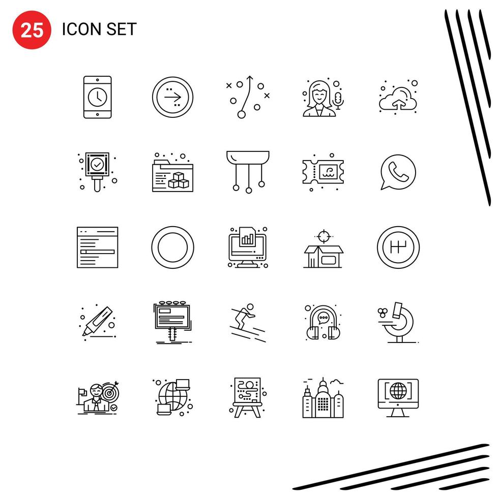 Line Pack of 25 Universal Symbols of up recording interface microphone strategy Editable Vector Design Elements