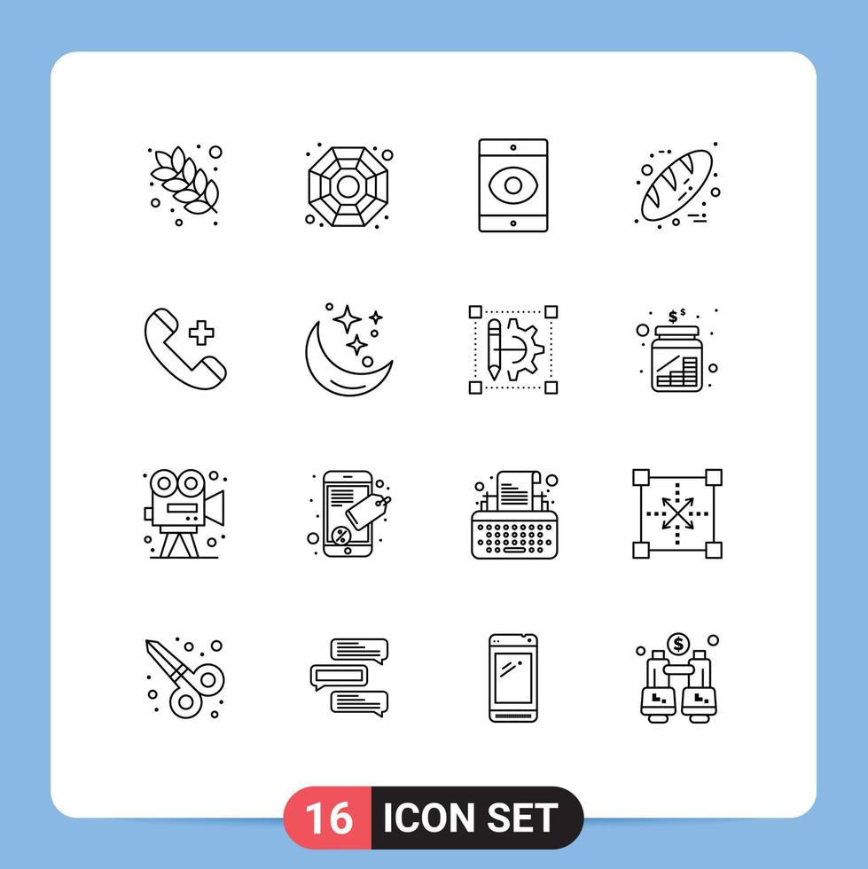 16 Creative Icons Modern Signs and Symbols of phone ring spy call food Editable Vector Design Elements
