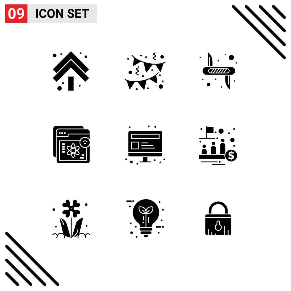9 Solid Glyph concept for Websites Mobile and Apps learning learning victorinox e website Editable Vector Design Elements