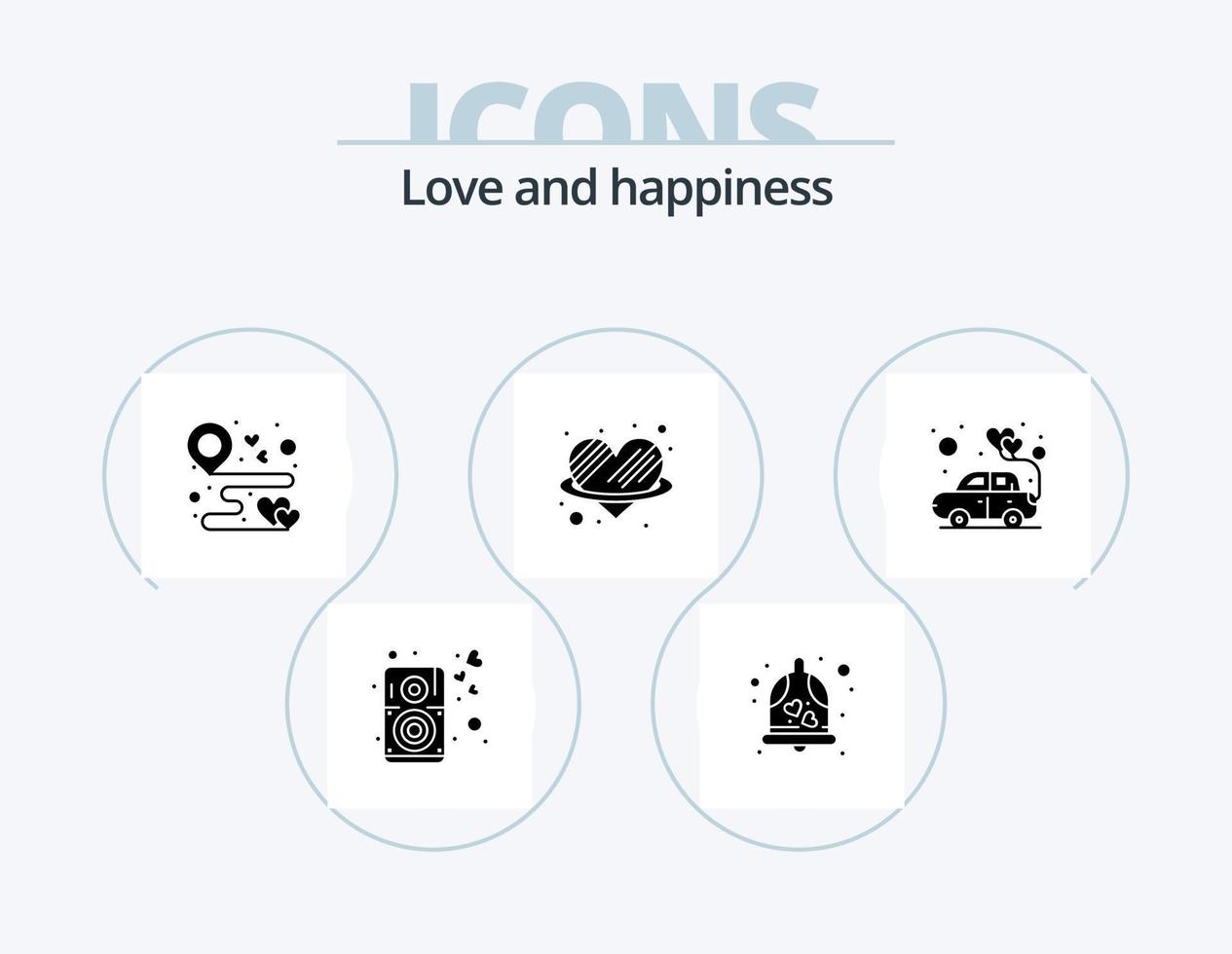 Love Glyph Icon Pack 5 Icon Design. car. love. destination. heart. party vector