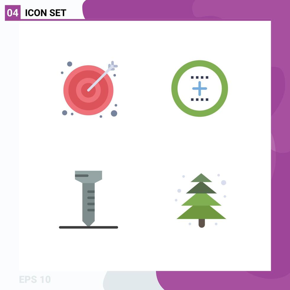 Modern Set of 4 Flat Icons and symbols such as arrow spike add plus tree Editable Vector Design Elements