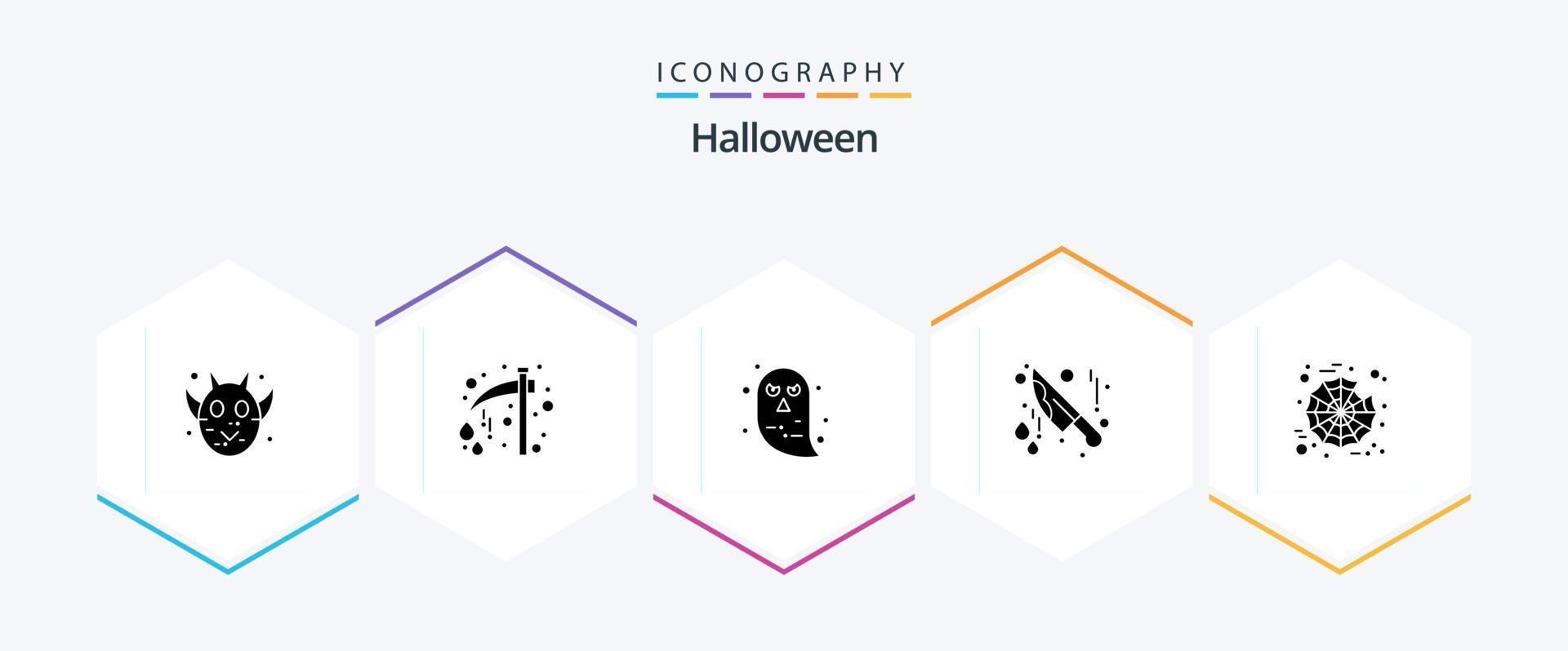 Halloween 25 Glyph icon pack including spider. knife. scary. halloween. halloween vector