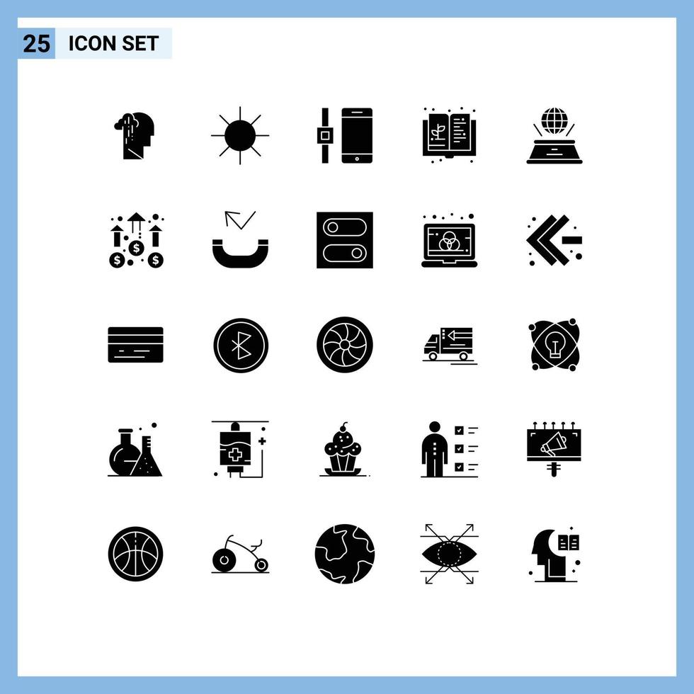 Universal Icon Symbols Group of 25 Modern Solid Glyphs of hologram knowledge connect growth education Editable Vector Design Elements
