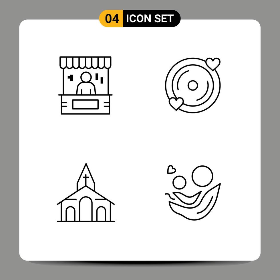 Universal Icon Symbols Group of 4 Modern Filledline Flat Colors of advertising wedding commerce disk christmas Editable Vector Design Elements