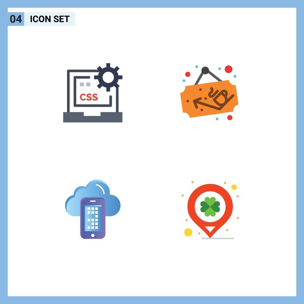 4 Universal Flat Icons Set for Web and Mobile Applications code cloud develop cup mobile Editable Vector Design Elements