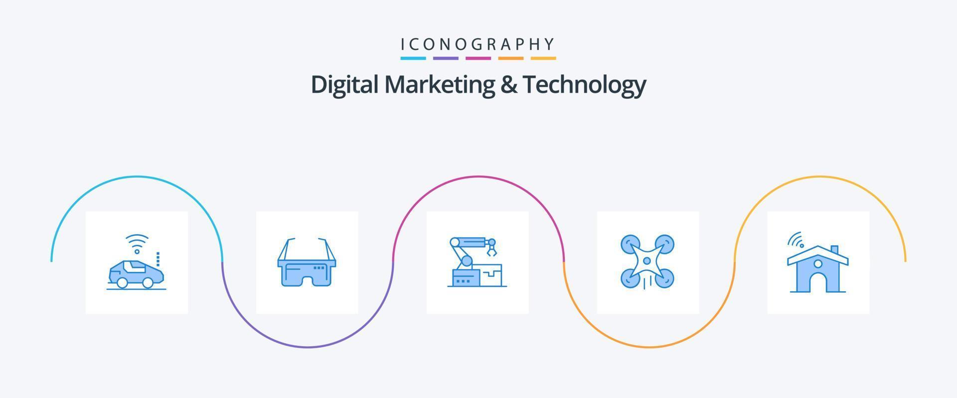 paquete de iconos azul 5 de marketing digital y tecnología que incluye servicio. imagen. atomizado cámara. tecnología vector