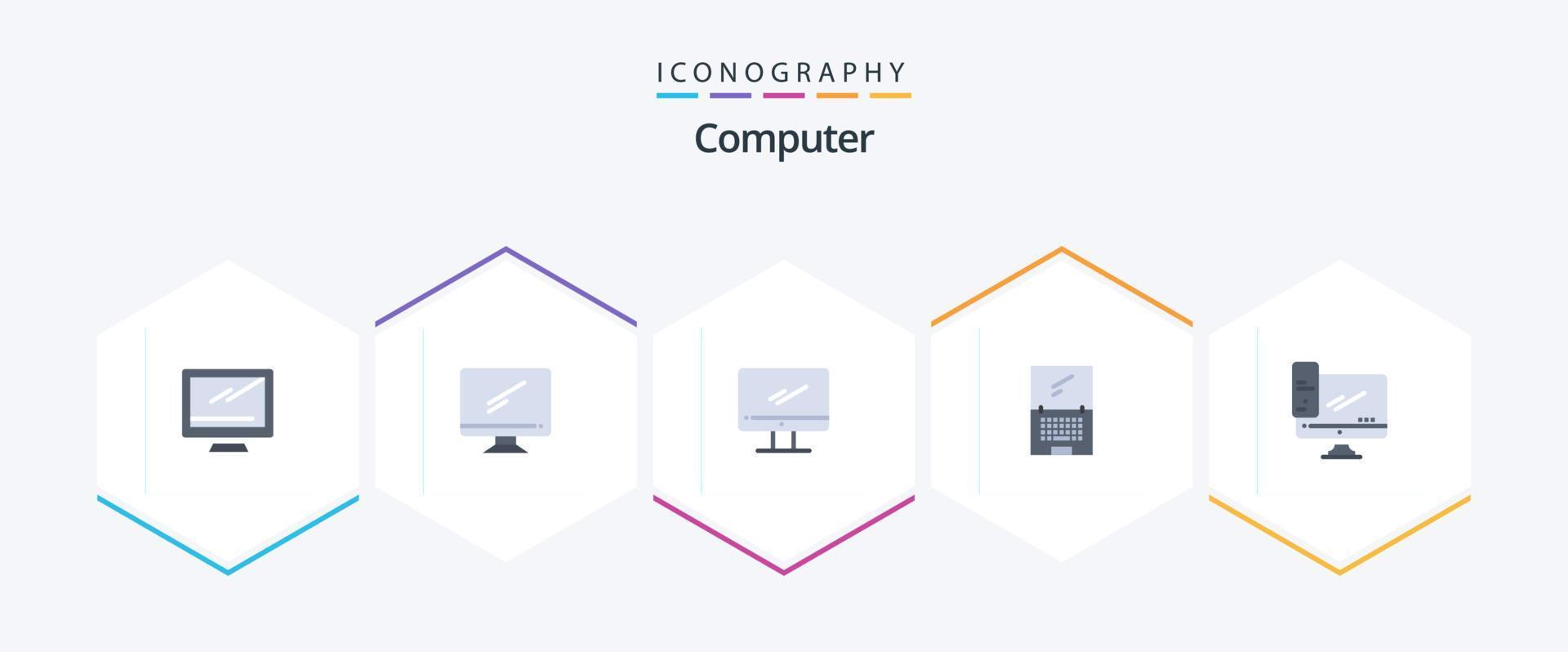 paquete de iconos planos de computadora 25 que incluye . . imac. servidor. dispositivo vector