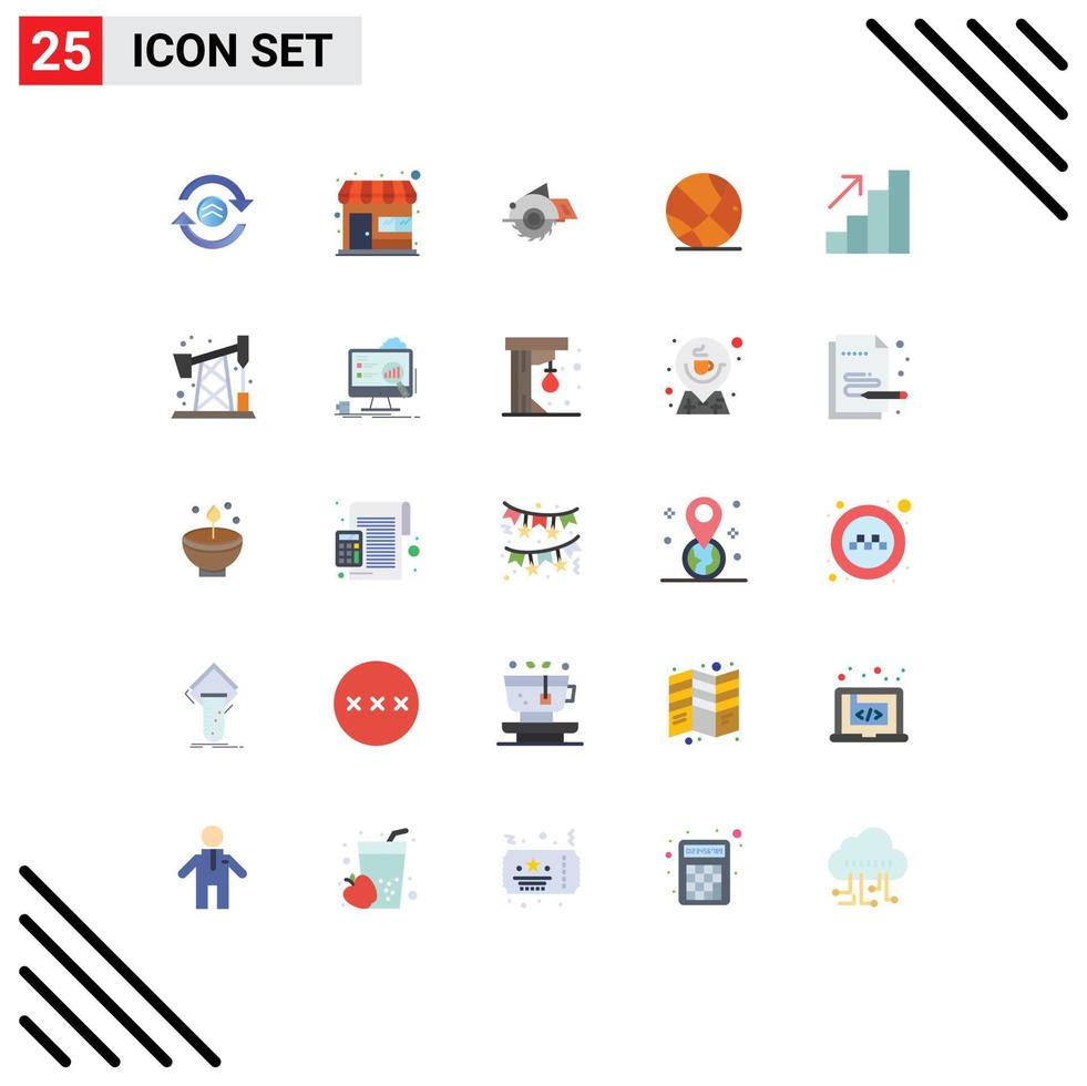 Mobile Interface Flat Color Set of 25 Pictograms of career basket ball saw gym repair Editable Vector Design Elements