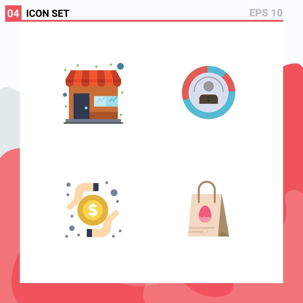 4 Flat Icon concept for Websites Mobile and Apps market profile store human card Editable Vector Design Elements