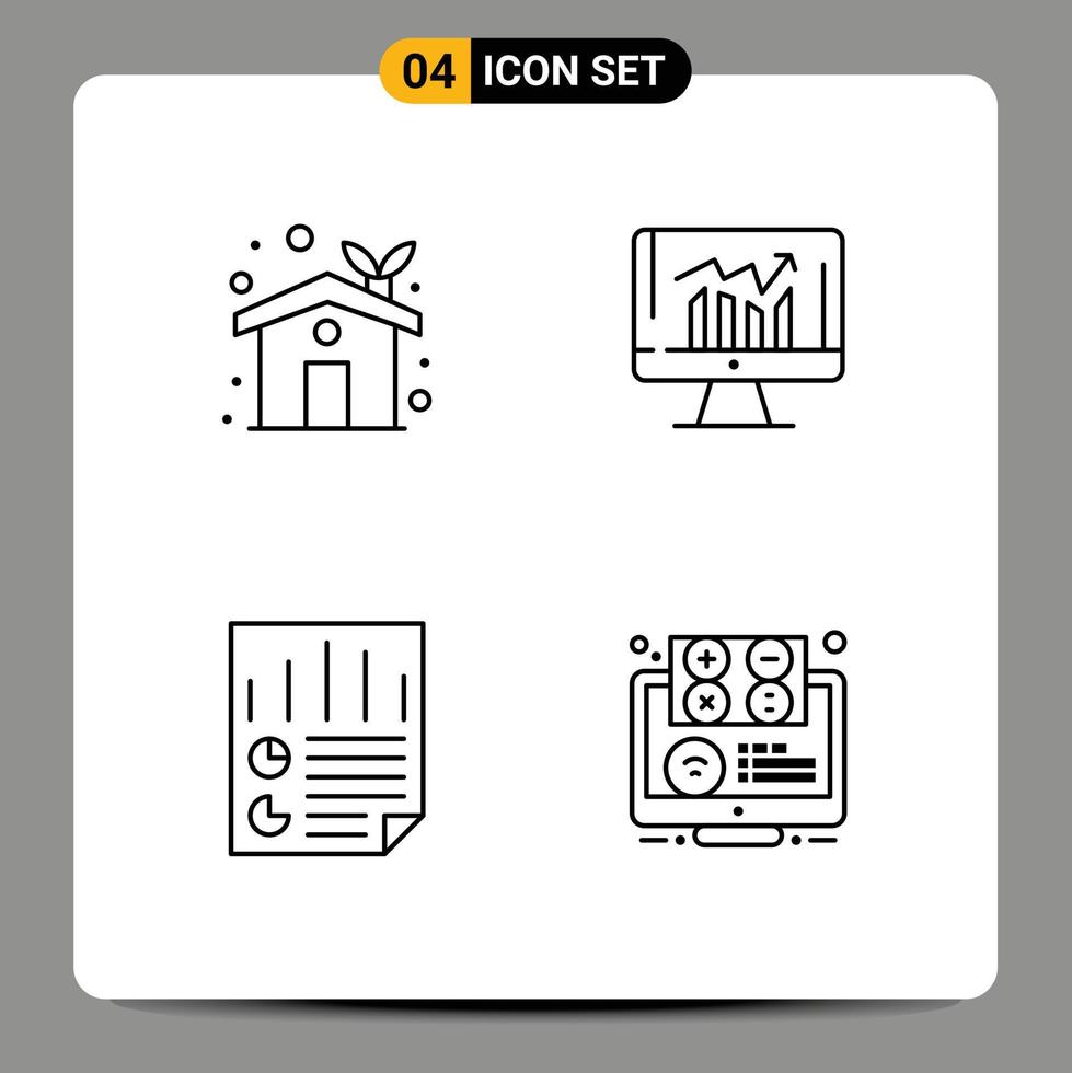 4 Line concept for Websites Mobile and Apps eco home data greenhouse report page Editable Vector Design Elements