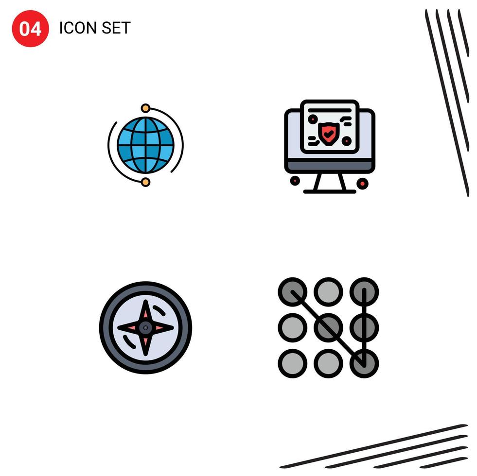 4 Creative Icons Modern Signs and Symbols of globe screen connection world navigation Editable Vector Design Elements