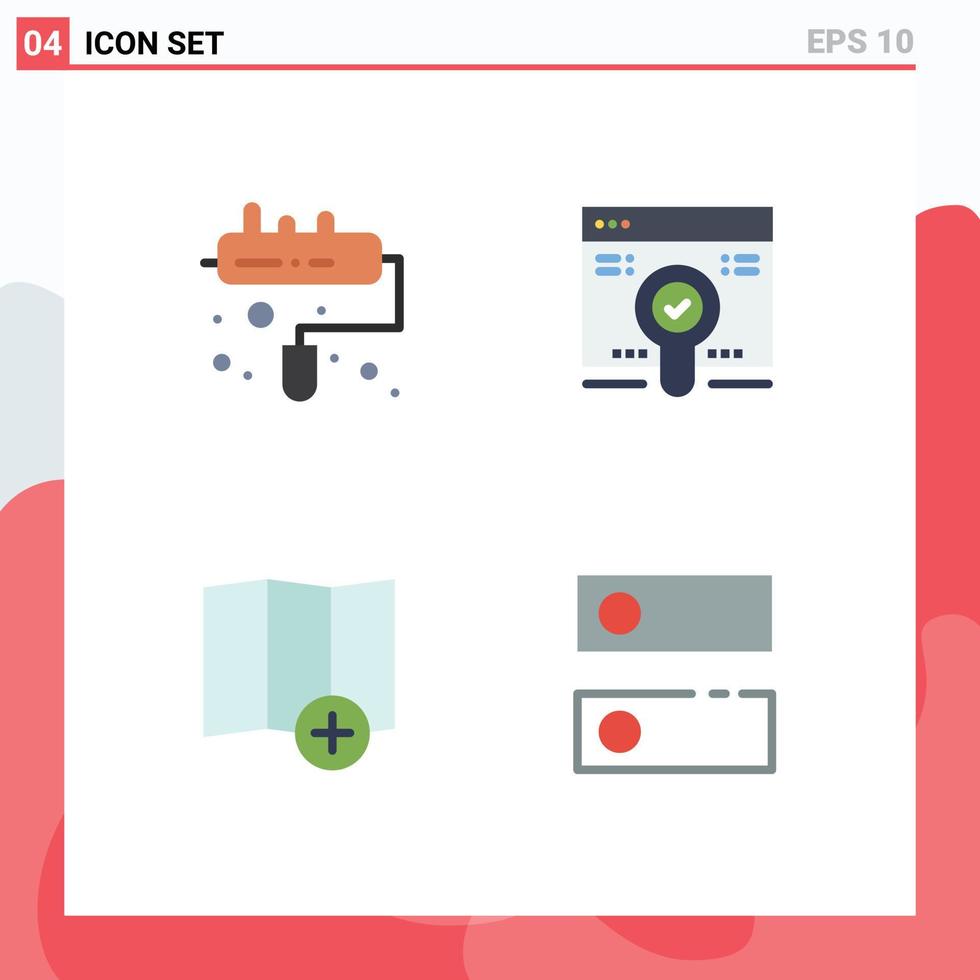4 Universal Flat Icons Set for Web and Mobile Applications brush new web pack setting Editable Vector Design Elements