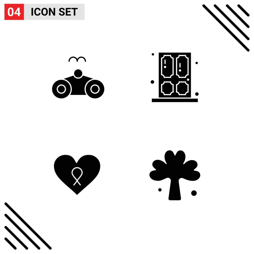 Set of 4 Modern UI Icons Symbols Signs for beach love vacation house patient Editable Vector Design Elements