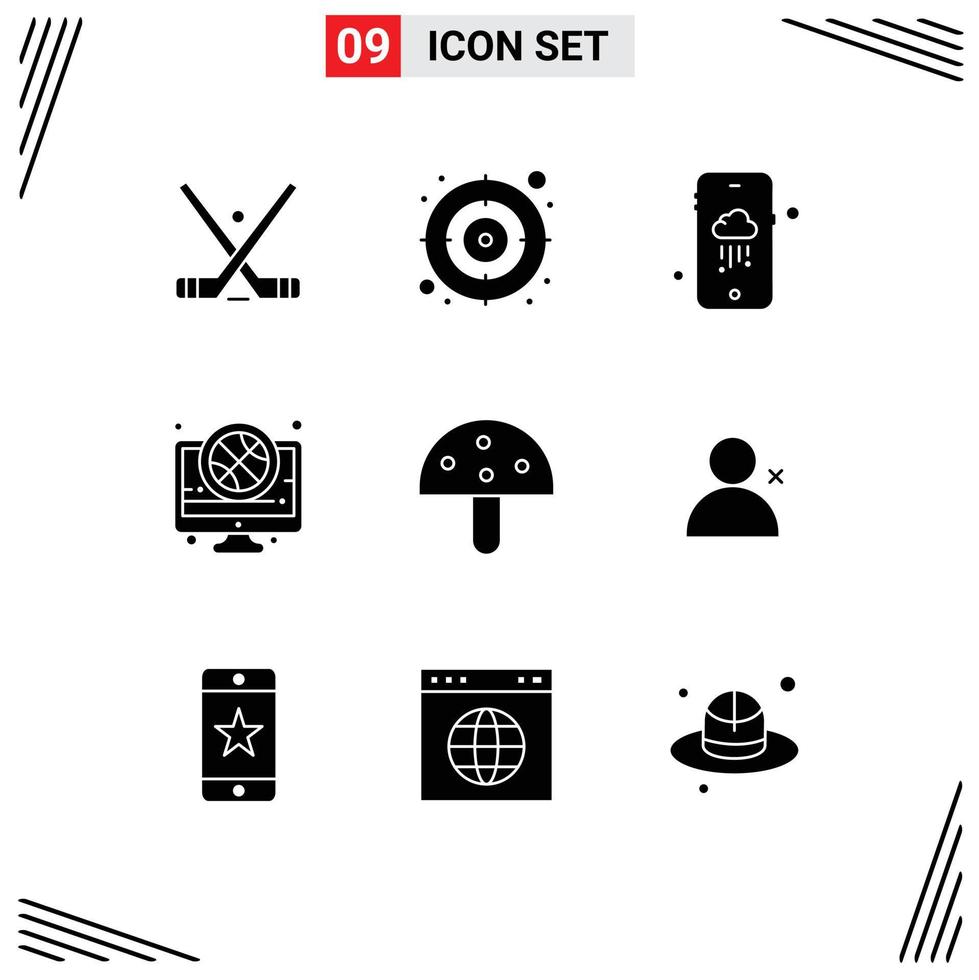 9 Creative Icons Modern Signs and Symbols of food match mobile live basketball Editable Vector Design Elements