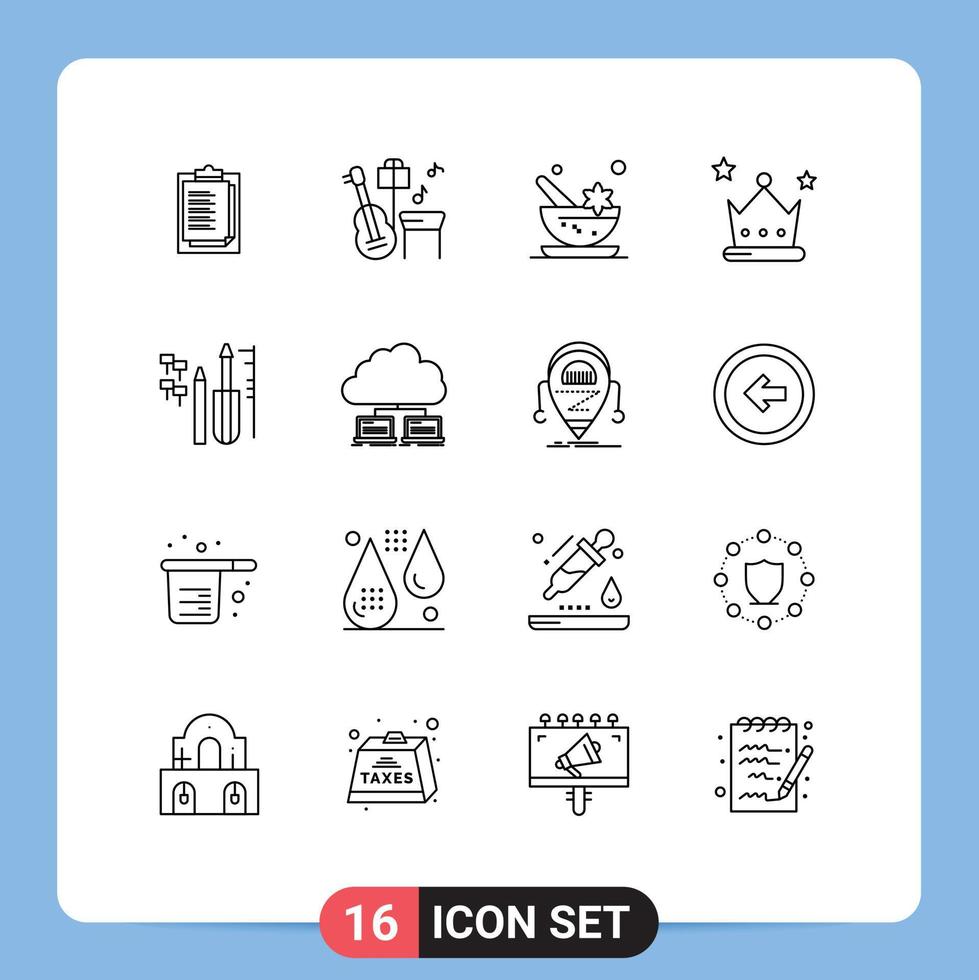 16 Outline concept for Websites Mobile and Apps engineering reapair cosmetics wreath award Editable Vector Design Elements