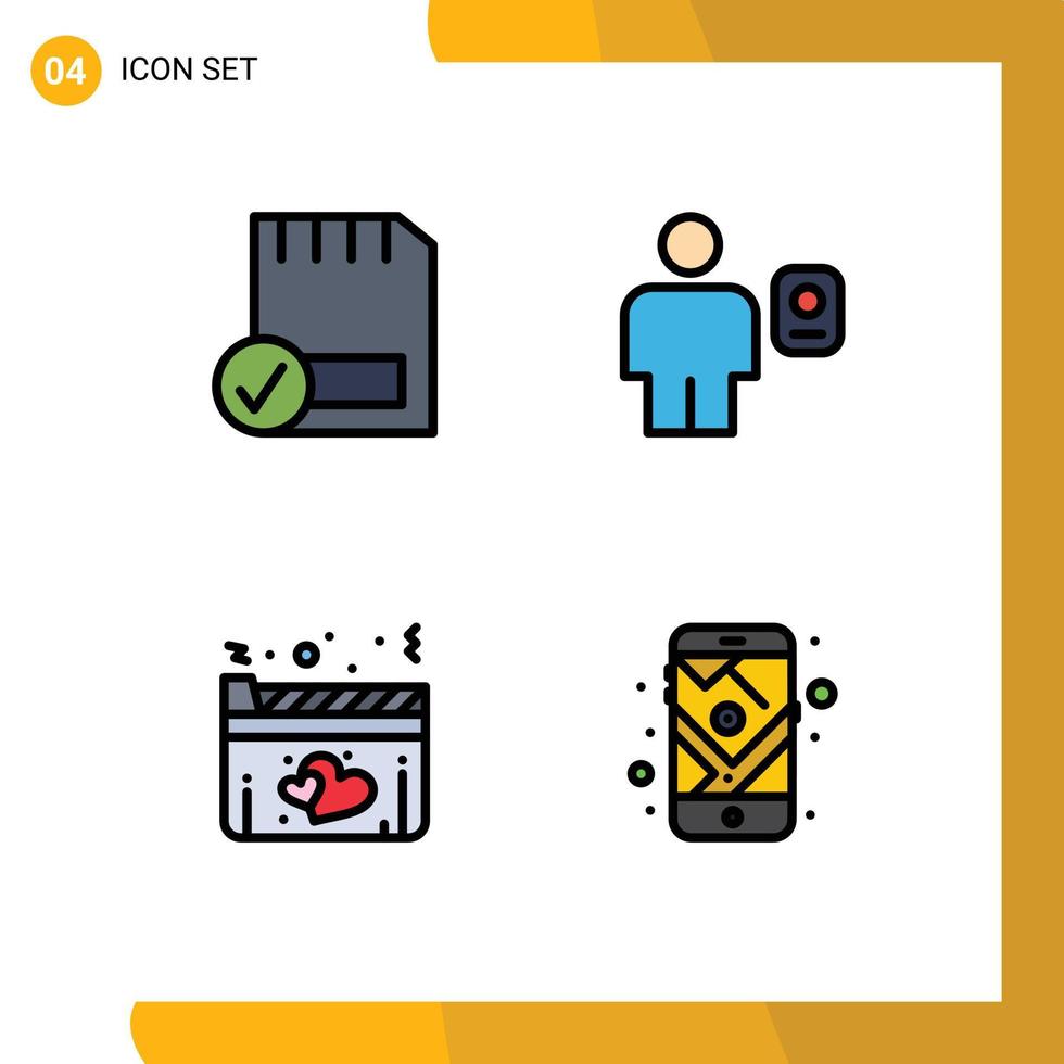 4 iconos creativos signos y símbolos modernos de dispositivos de perfil de tarjeta cuerpo corazón elementos de diseño vectorial editables vector