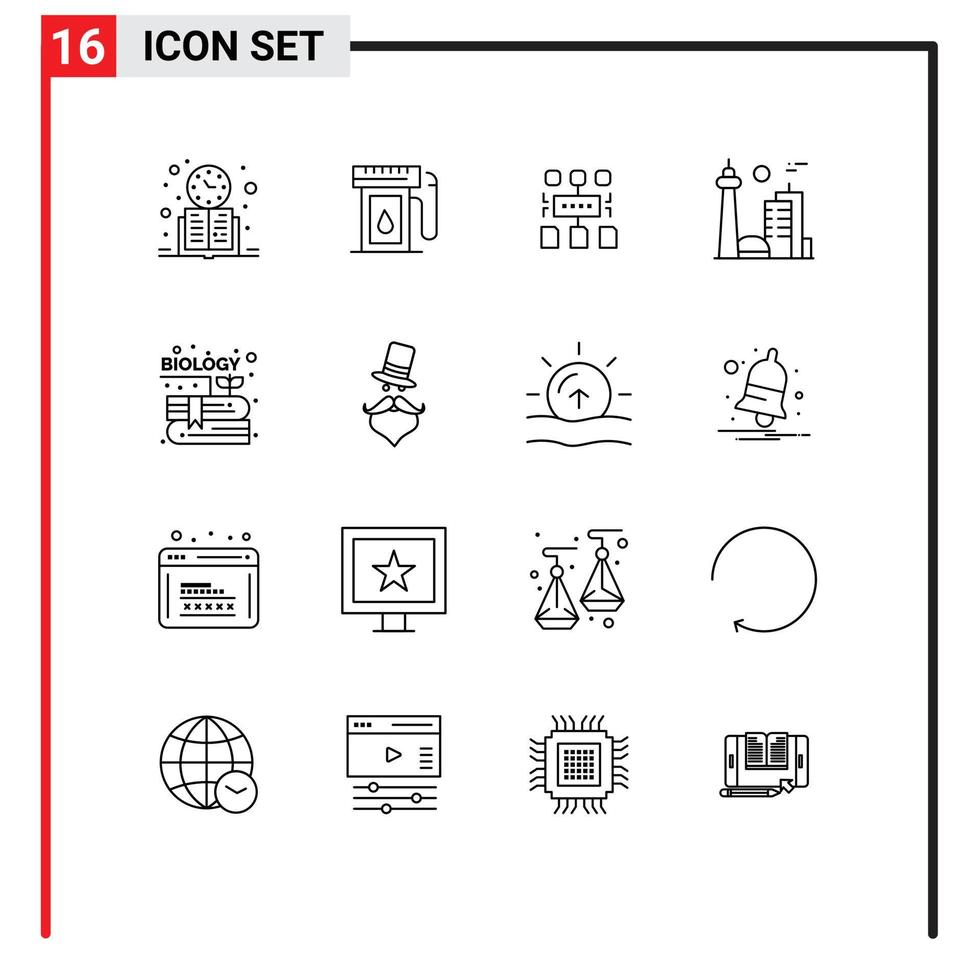 Stock Vector Icon Pack of 16 Line Signs and Symbols for toronto city drop canada document Editable Vector Design Elements