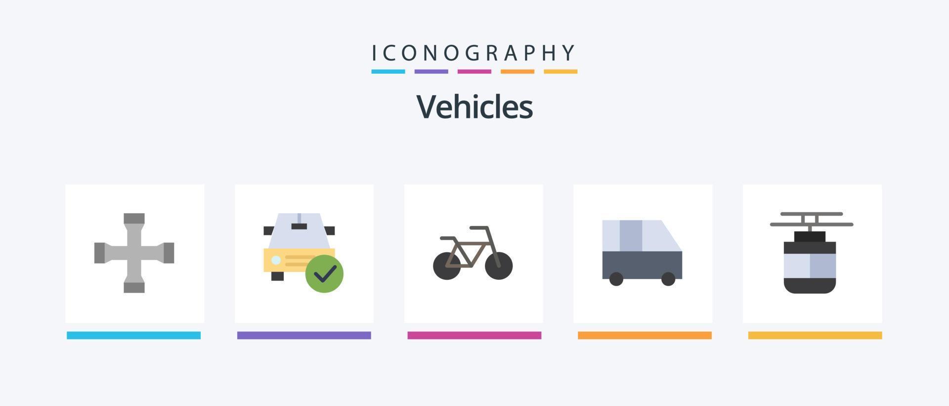 paquete de iconos planos de vehículos 5 que incluye tranvía. aire. está bien. camioneta de pasajeros furgoneta familiar. diseño de iconos creativos vector