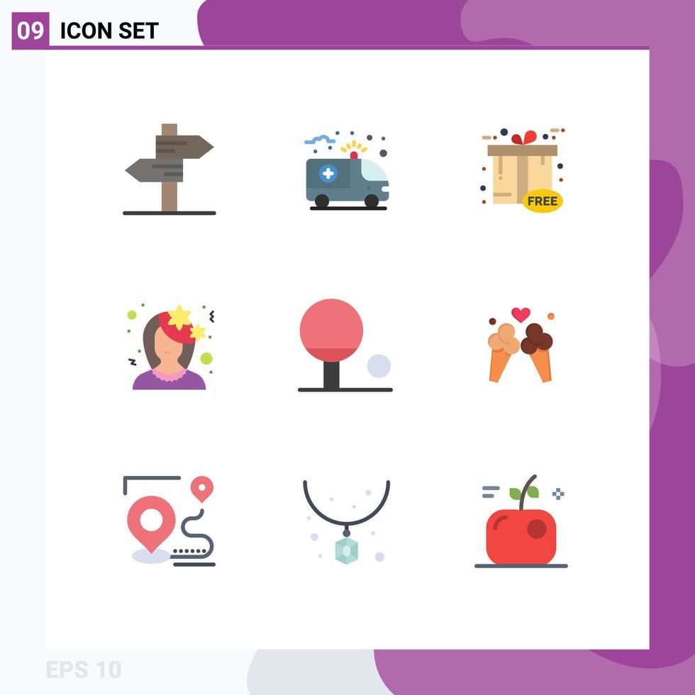 Pack of 9 creative Flat Colors of outline profile black friday flower avatar Editable Vector Design Elements