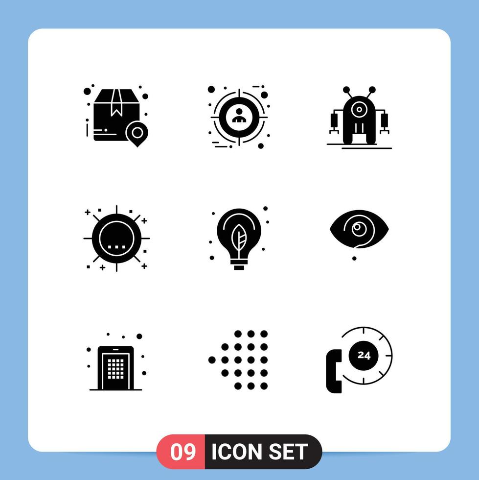 User Interface Pack of 9 Basic Solid Glyphs of sunshine sun user summer technology Editable Vector Design Elements