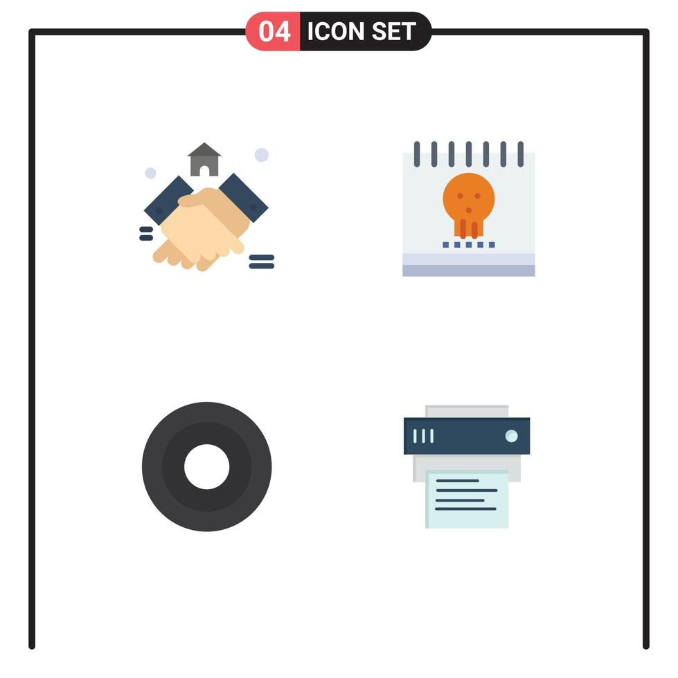 paquete de línea vectorial editable de 4 iconos planos simples de interfaz de fantasma de casa de vacaciones de acuerdo elementos de diseño vectorial editables vector