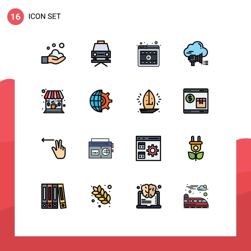 16 Creative Icons Modern Signs and Symbols of coffee announcement player cloud marketing Editable Creative Vector Design Elements