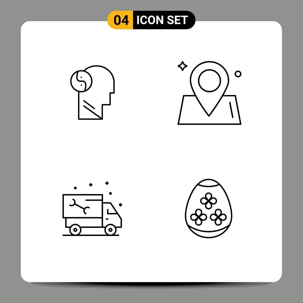 Stock Vector Icon Pack of 4 Line Signs and Symbols for svg pipe mind way plumbing Editable Vector Design Elements