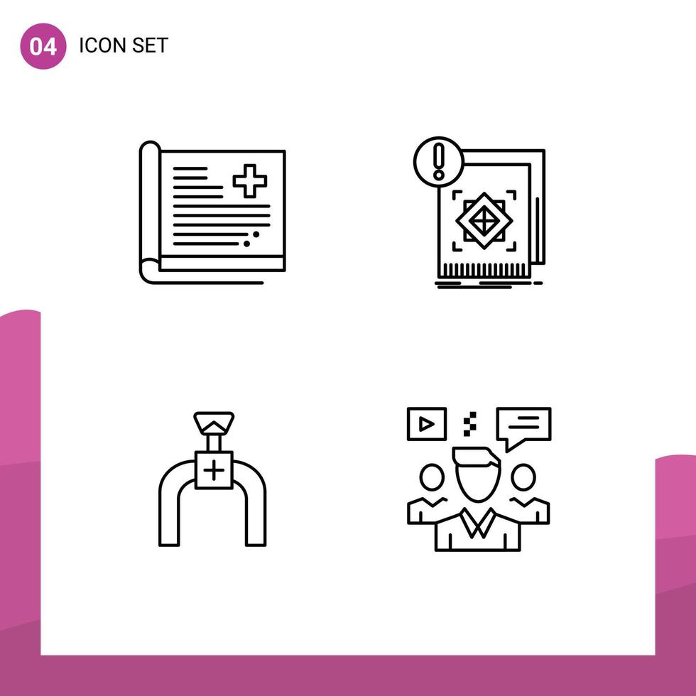 Line Pack of 4 Universal Symbols of healthcare alert report standard pipe Editable Vector Design Elements