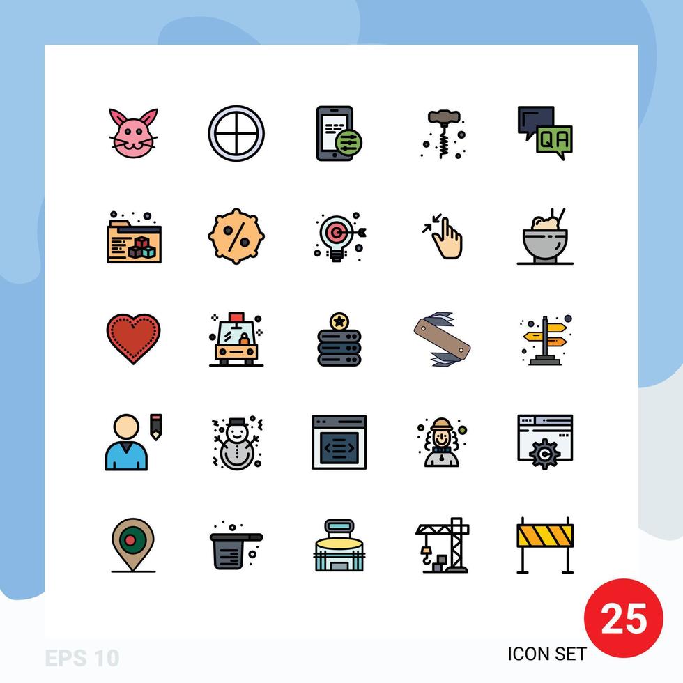 paquete de iconos de vectores de stock de 25 signos y símbolos de línea para ayudar a responder herramientas eléctricas de destino perforar elementos de diseño de vectores editables