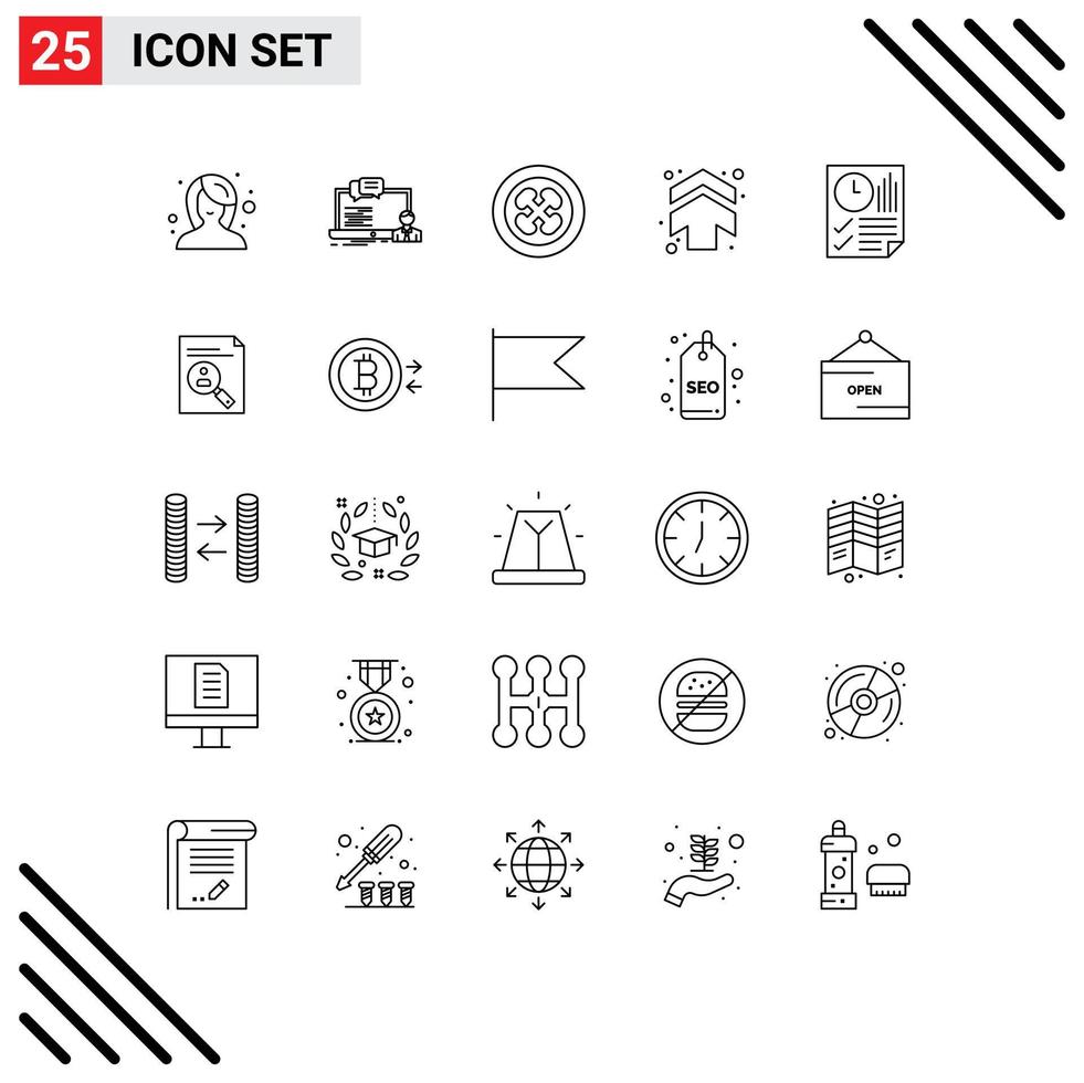 Mobile Interface Line Set of 25 Pictograms of direction arrows chat arrow fruit Editable Vector Design Elements