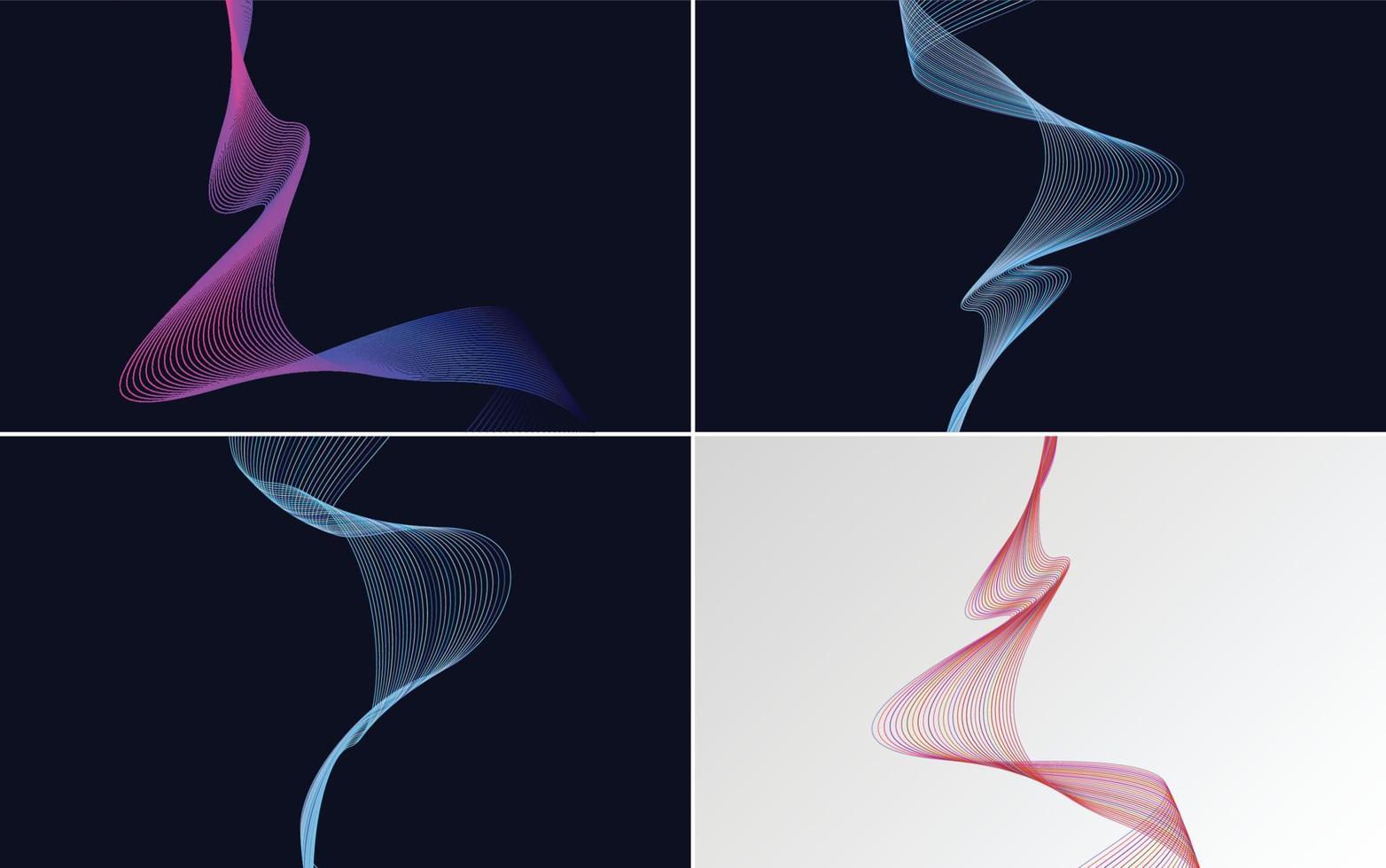 Elevate your project with this pack of 4 vector wave backgrounds