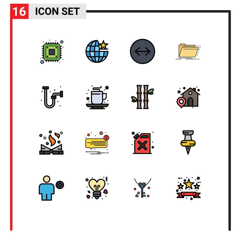 16 iconos creativos signos y símbolos modernos de la carpeta de drenaje catálogo de archivos de deslizamiento horizontal elementos de diseño de vectores creativos editables