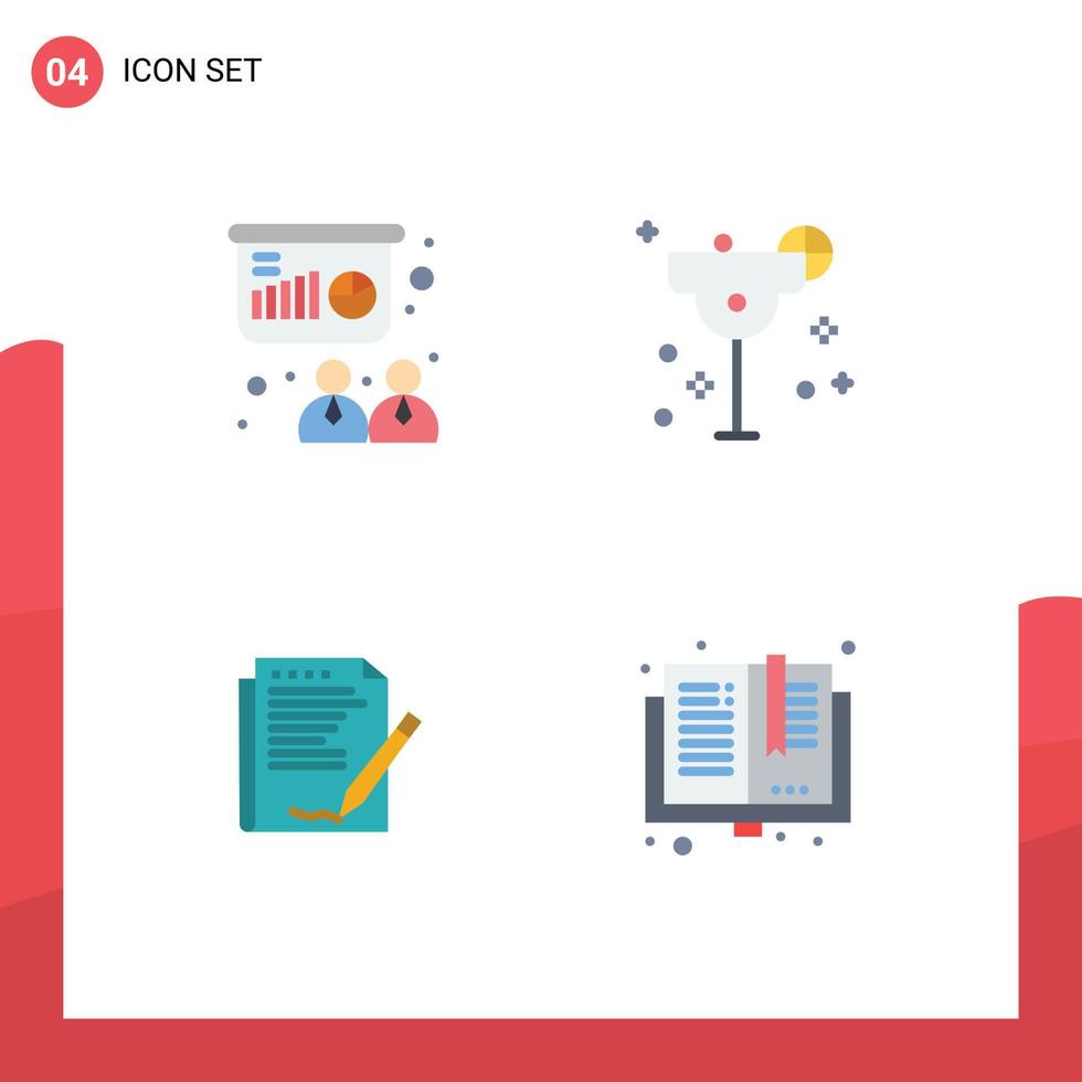 Modern Set of 4 Flat Icons and symbols such as conference report board lime layout Editable Vector Design Elements
