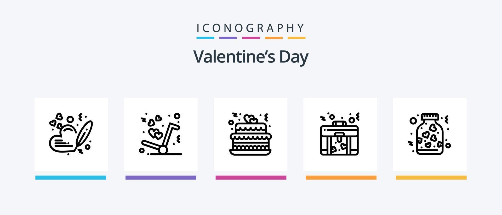 paquete de iconos de la línea 5 del día de san valentín que incluye bolsa. amar. televisión. corazón. boda. diseño de iconos creativos vector
