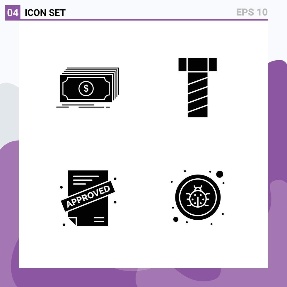User Interface Solid Glyph Pack of modern Signs and Symbols of cash contract funds screw fixing Editable Vector Design Elements