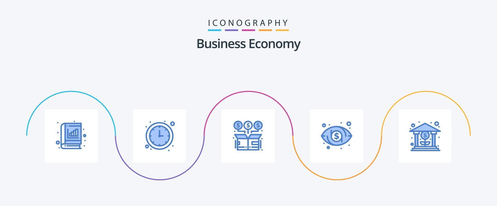 Paquete de iconos Economy Blue 5 que incluye banco. ojo. hora. dólar. dinero vector