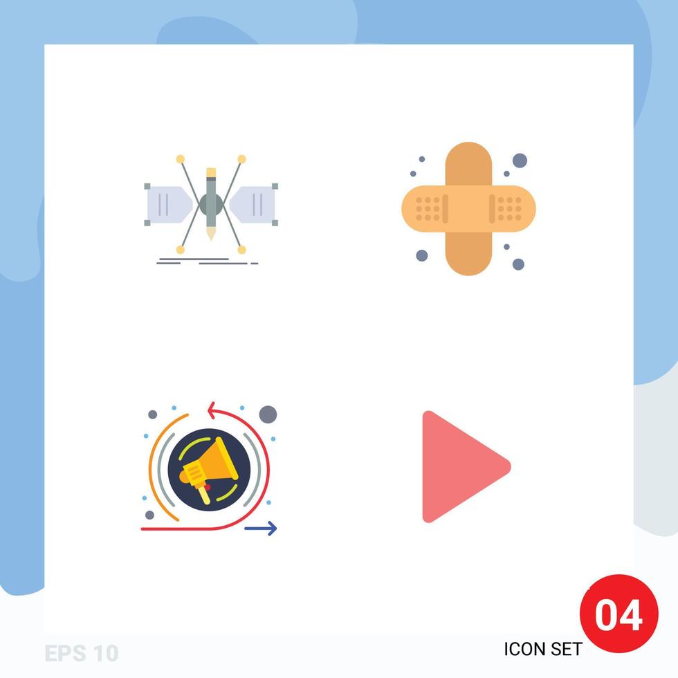 paquete de línea de vector editable de 4 iconos planos simples de arquitecto remarketing boceto juego de salud elementos de diseño de vector editable