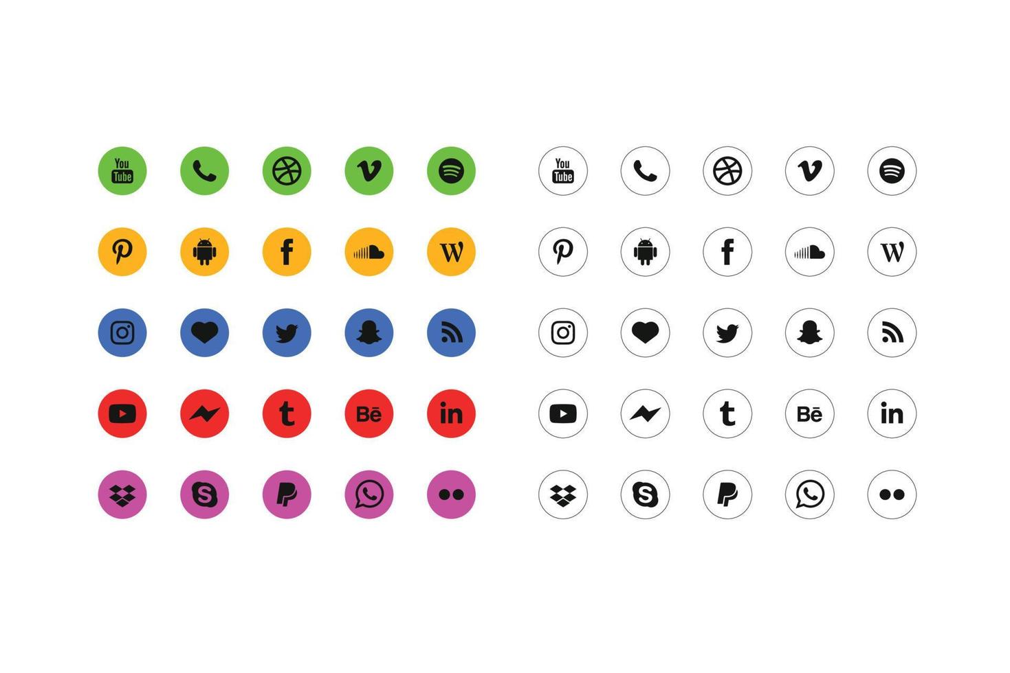 iconos coloridos gratis de redes sociales vector