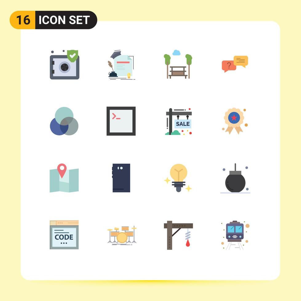 paquete de iconos de vectores de stock de 16 signos de línea y símbolos para círculos acuerdo emergente árboles de burbujas paquete editable de elementos creativos de diseño de vectores