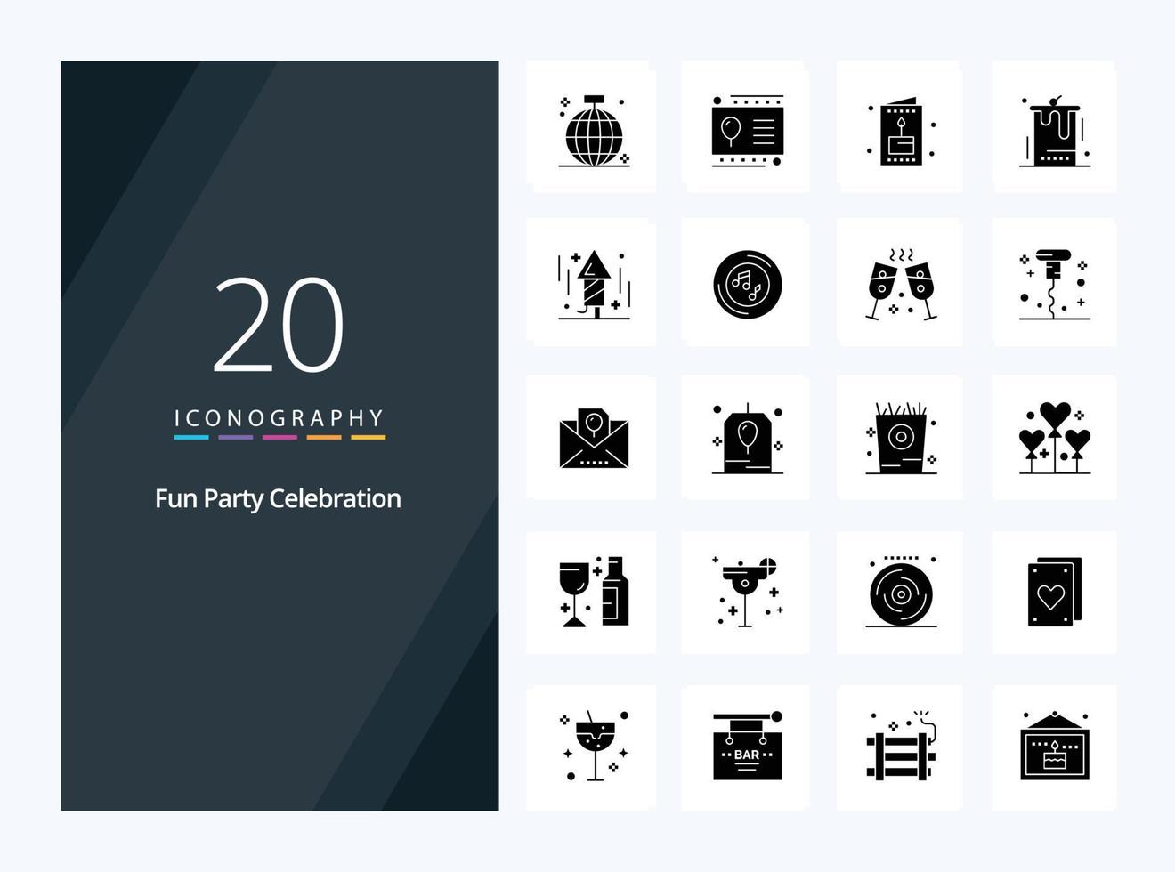 20 Party Solid Glyph icon for presentation vector