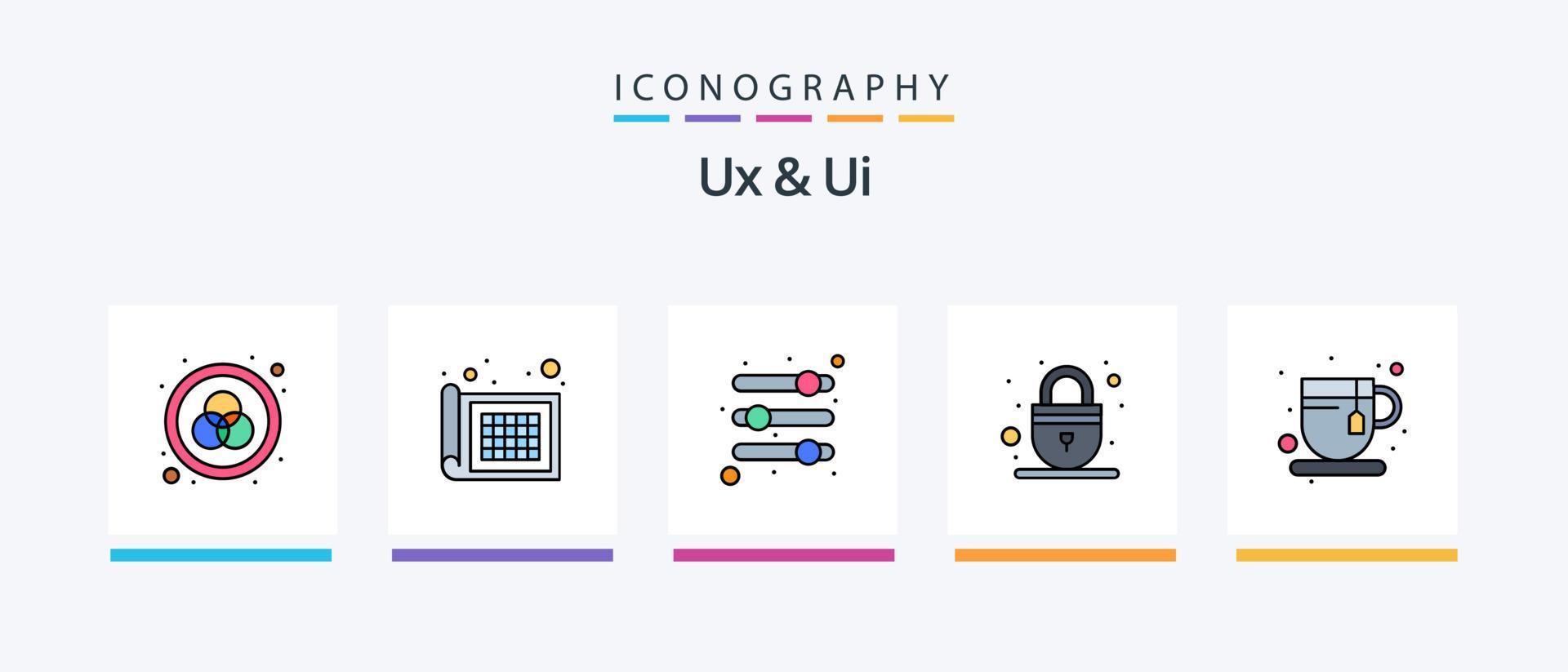 Ux And Ui Line Filled 5 Icon Pack Including tags. coding. appointment. security. portrait. Creative Icons Design vector