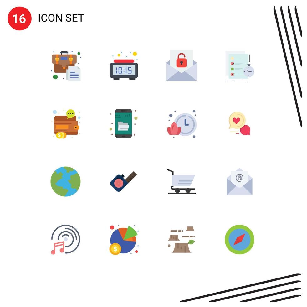 paquete de iconos de vector de stock de 16 signos y símbolos de línea para la lista de comunicación de verificación de negocios todo paquete editable de elementos de diseño de vector creativo