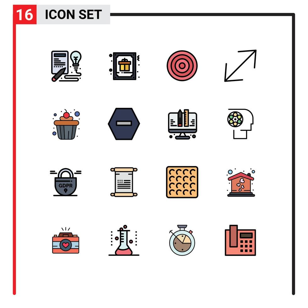 conjunto de 16 iconos de interfaz de usuario modernos signos de símbolos para esquina de saludo de escala de taza elementos de diseño de vectores creativos editables por el usuario