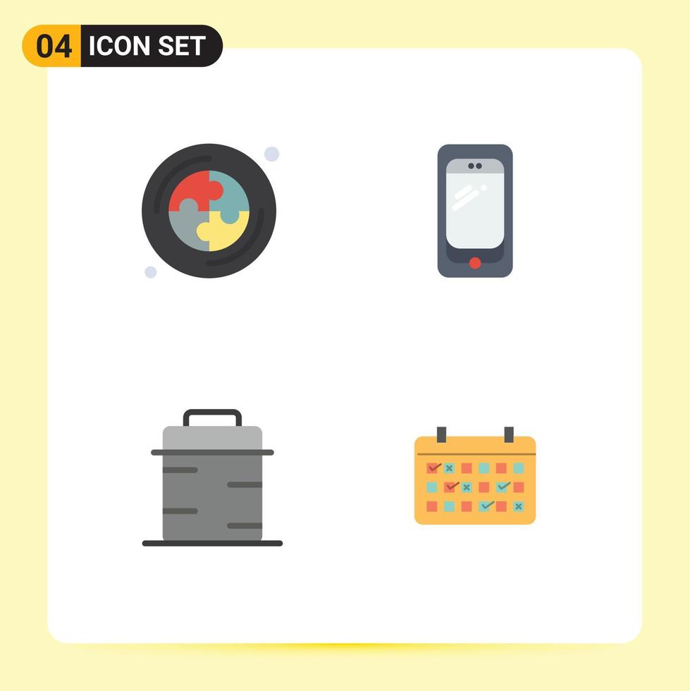 Pack of 4 Modern Flat Icons Signs and Symbols for Web Print Media such as cd food phone huawei giving Editable Vector Design Elements