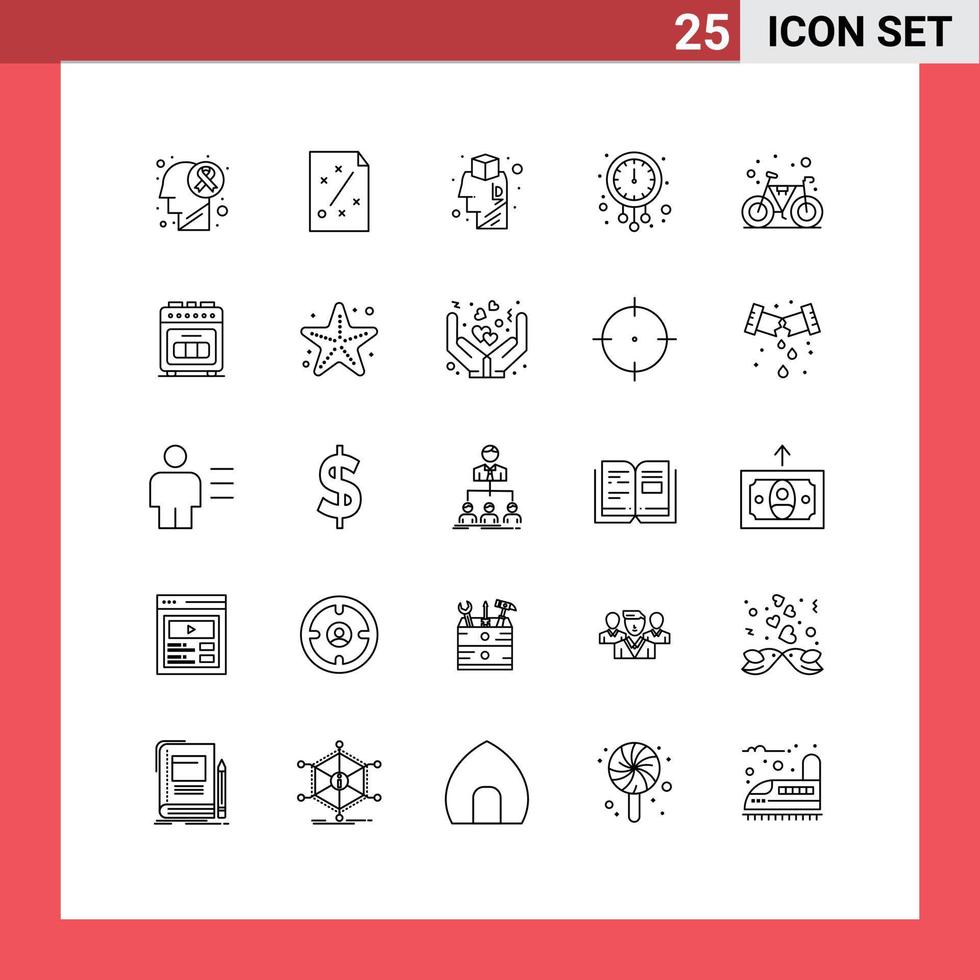 Group of 25 Lines Signs and Symbols for watch new year strategy midnight idea Editable Vector Design Elements